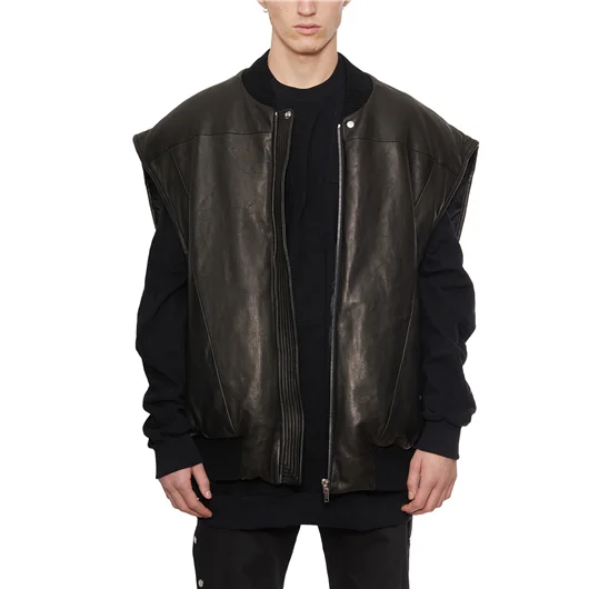 RICK OWENS GIUBBINO SMANICATO IN PELLE JUMBO FLIGHT