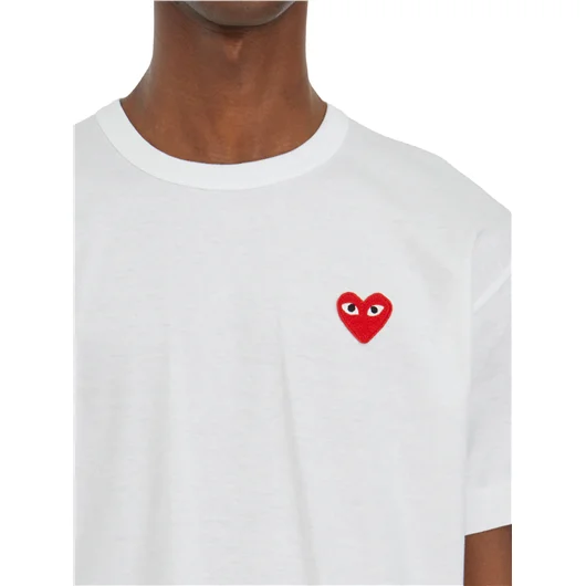 COMME DES GARCONS PLAY T-SHIRT LOGO RICAMATO IN COTONE