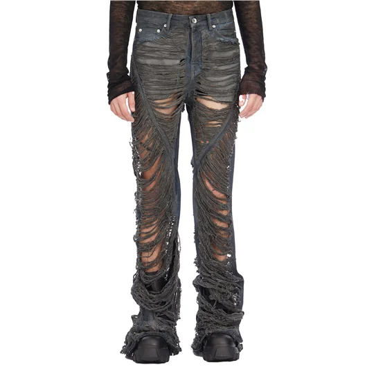 RICK OWENS DRKSHDW PANTALONI IN DENIM BIAS BOOTCUT