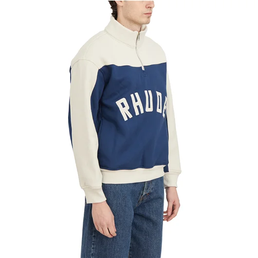 RHUDE FELPA MEZZA ZIP LOGO