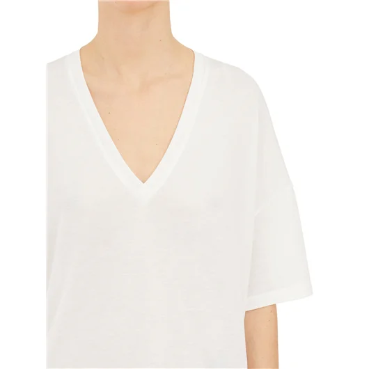 DONDUP T-SHIRT SCOLLO A V IN VISCOSA