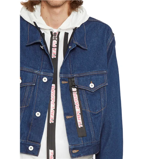 OFF-WHITE CO VIRGIL ABLOH GIACCA IN JEANS CORTA DOPPIATA